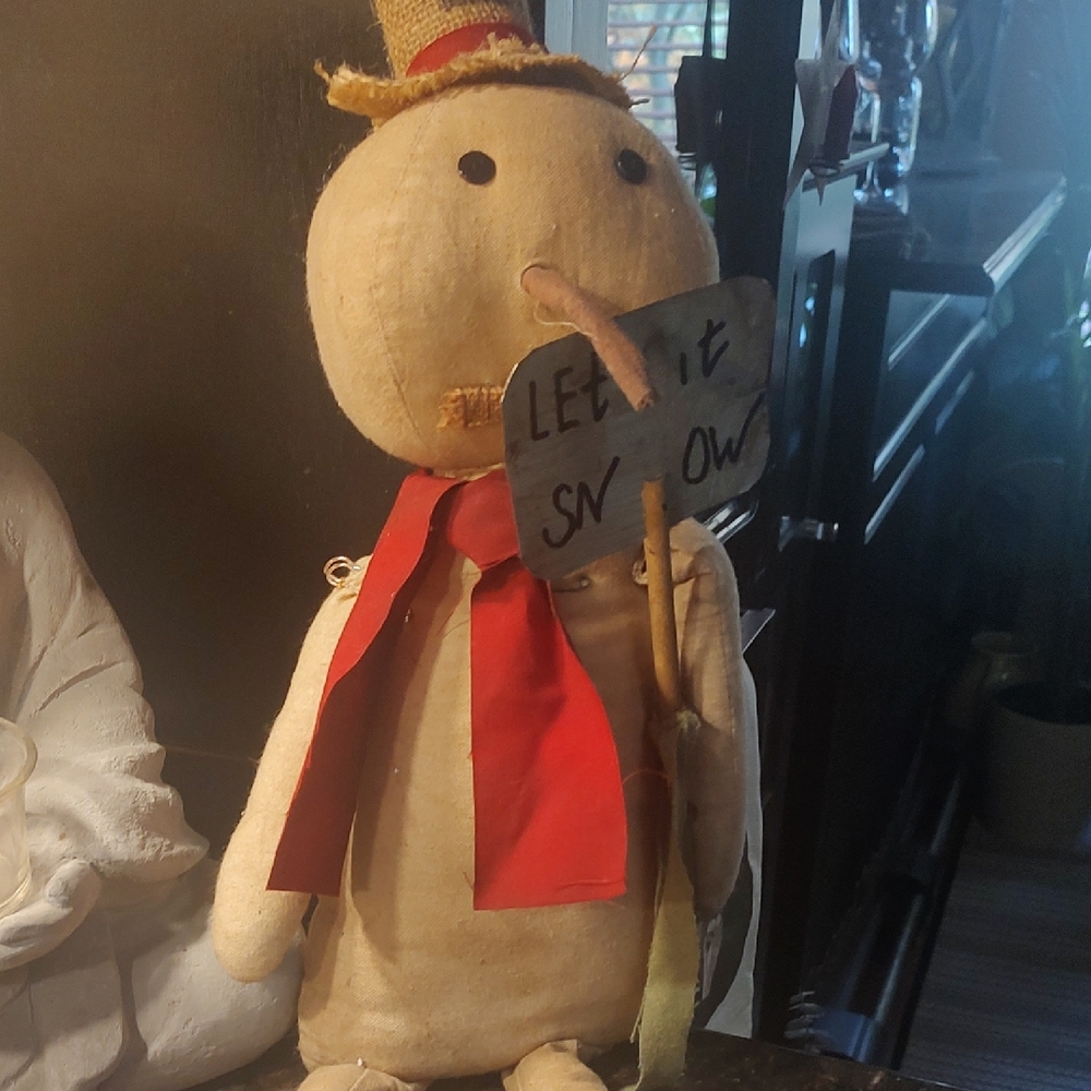 Adorable Snowman Plush with Red Scarf